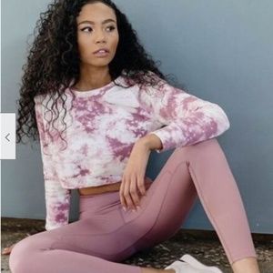 Balance Athletica Essence Crew Crop Sweatshirt Mauve Tie-Dye